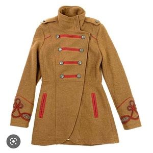 Free people brown wool military jacket size small